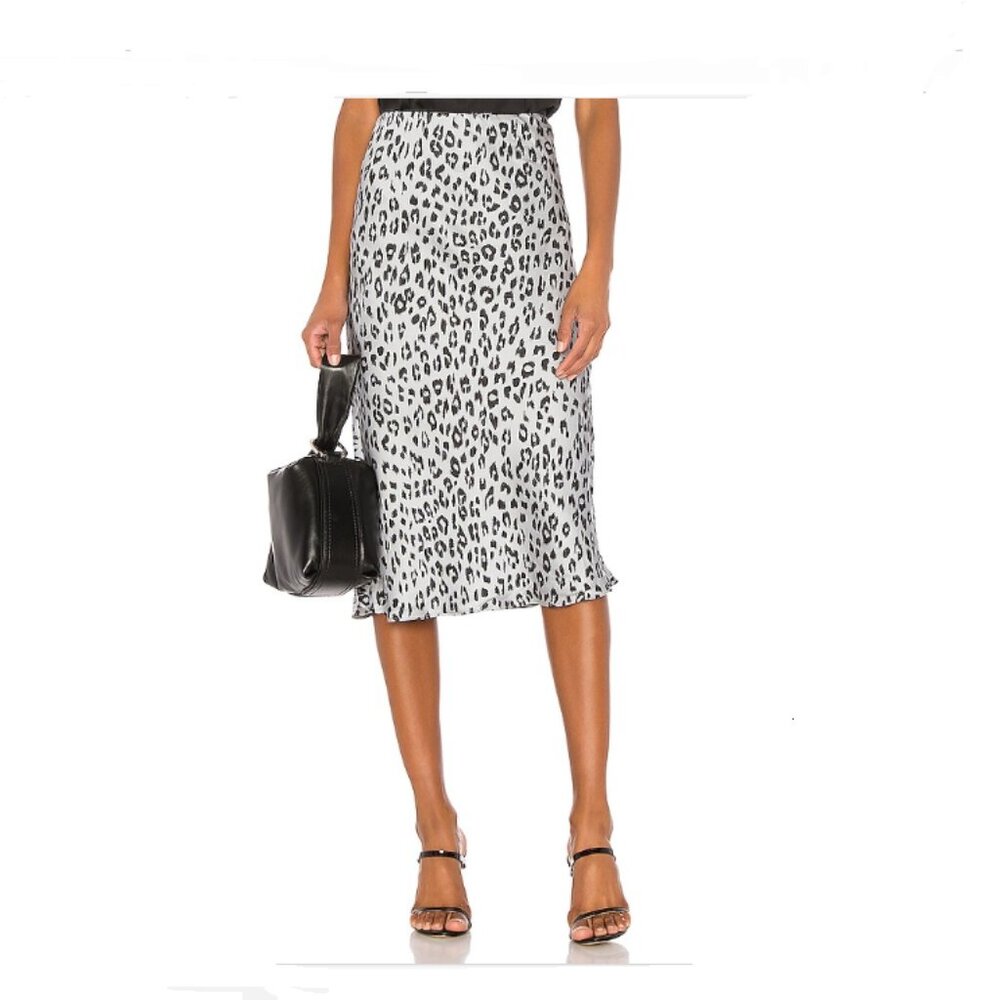 Bardot Silver Leopard Print Skirt